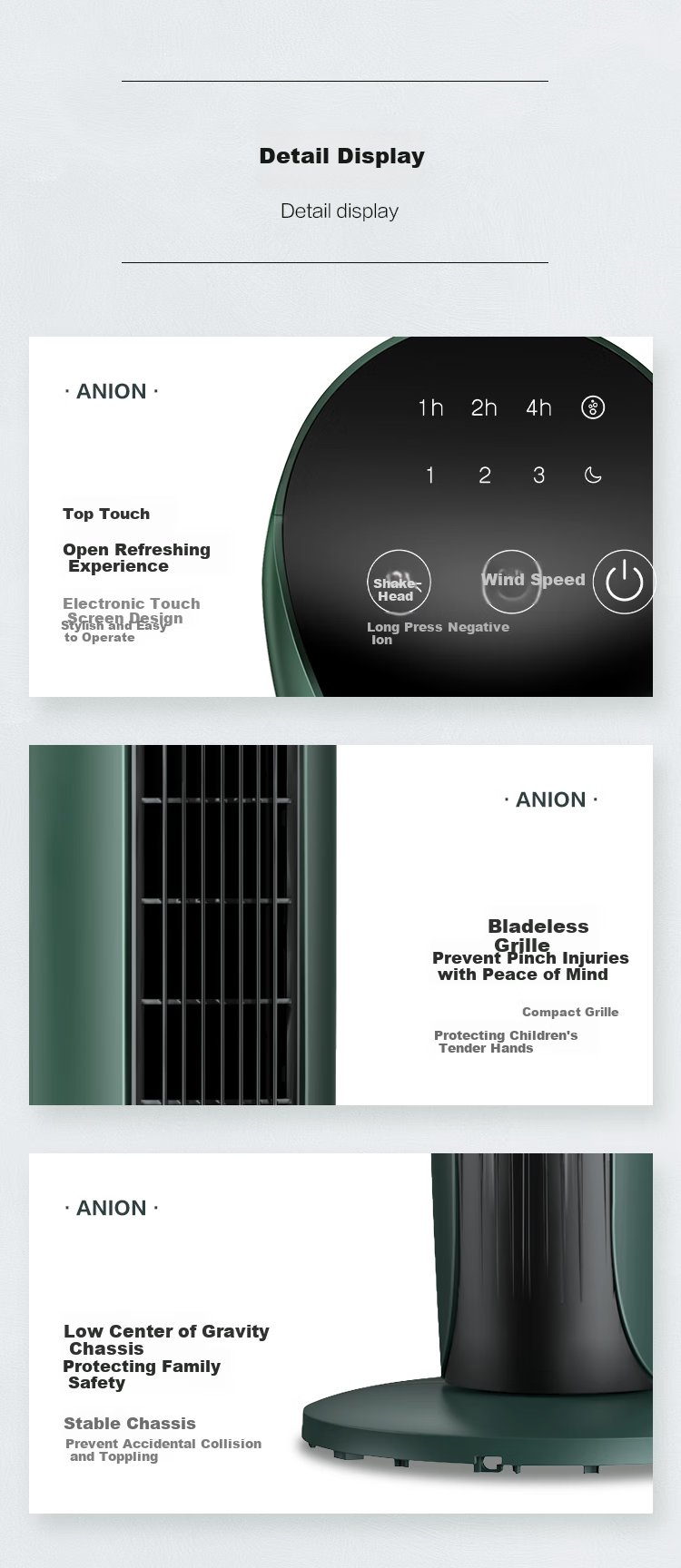 GREE [Negative Ion Fresh Air] Easy-To Remote Control Electric Fan Tower Fan Energy-Saving Quiet Low Noise Home Floor-Standing Fan Remote Control Tower Fan FL-08X65Bg 16
