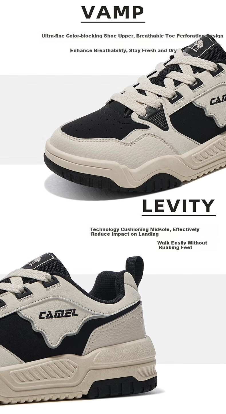 CAMEL Icebreaker 2.0 Men's Sports Shoes, Casual Wear-Resistant Low-Top Sneakers X14C09L7639S, Ivory White/blue, Size 42 15