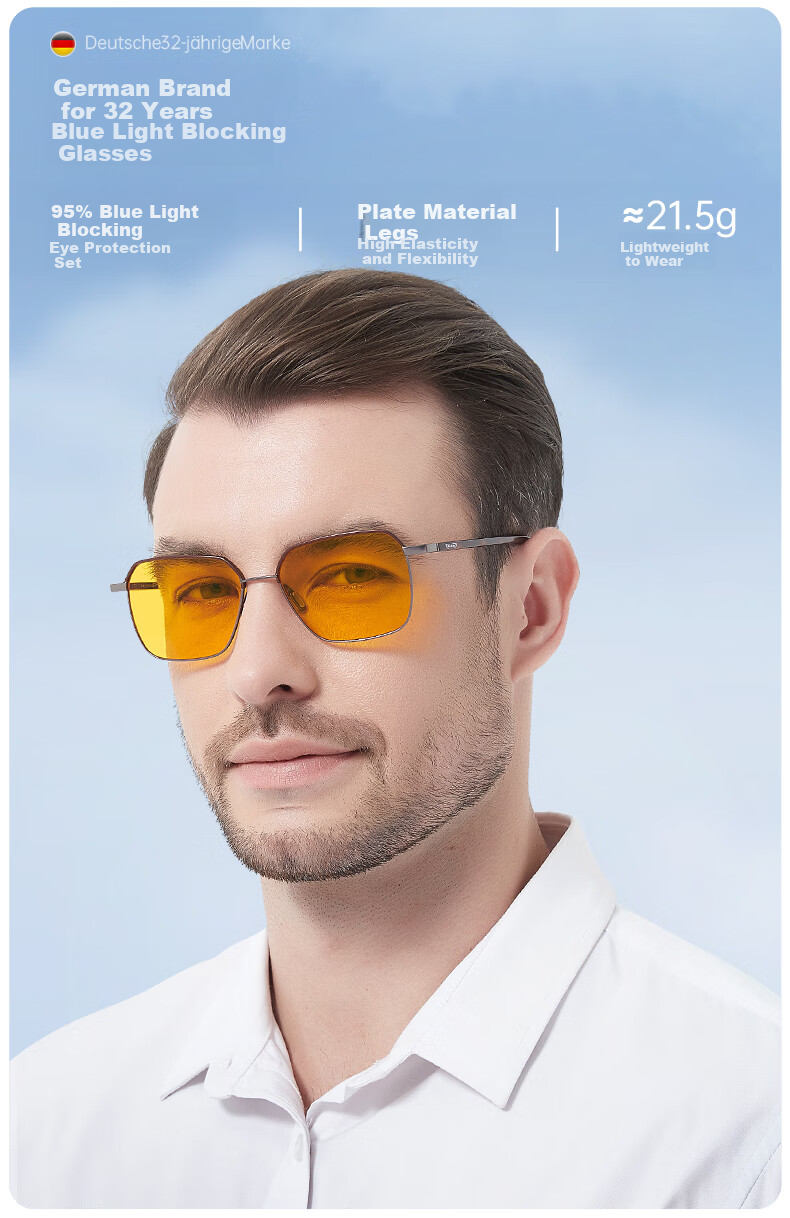 Prisma German Brand Blue Light Blocking Glasses Large Frame Lightweight Unisex Computer Phone Office Protective Non-Prescription Glasses ET709 1