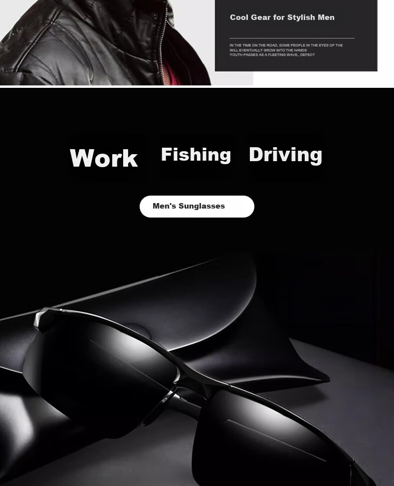 Boshide Driving Glasses, Fishing Goggles, Polarized Sunglasses, Men's Outdoor Cycling Driving Glasses, Black Frame 4