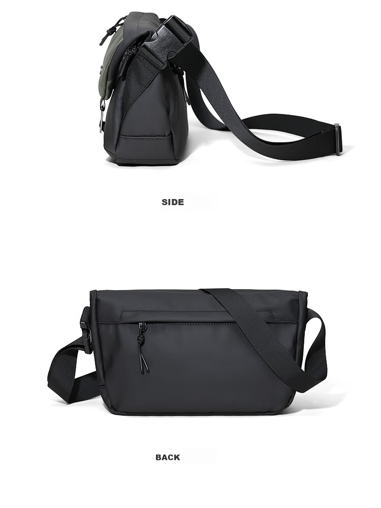 Slazenger Trendy Leather Functional Contrasting Color Men's Small Bag Fashionable Shoulder Crossbody Bag Lightweight Sports Messenger Bag for Men, Black And Gree 2