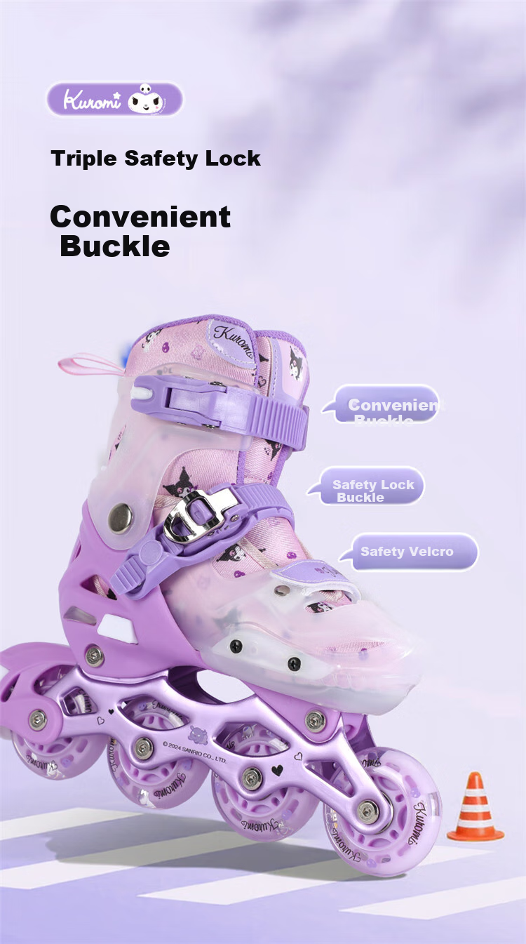 Mesuca & Kuromi Co-Branded Roller Skates for Children Beginners, Girls' Flashing Inline Skates, Gift Idea 3