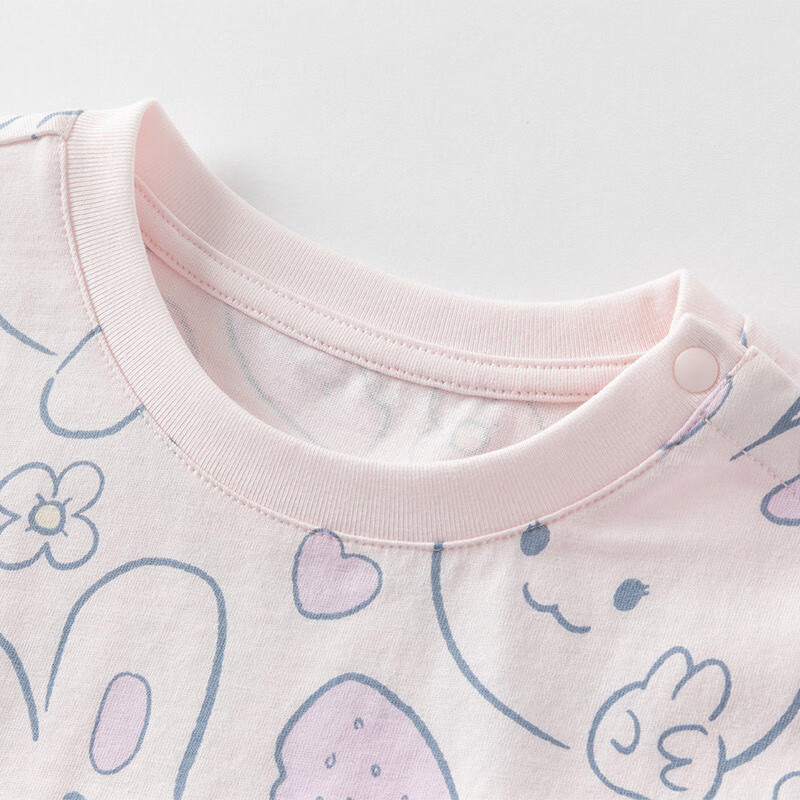 DAVE & BELLA Children's Short-Sleeve T-Shirt, Girls' Cotton Undershirt, Summer Wear, Baby Girl Antibacterial Top