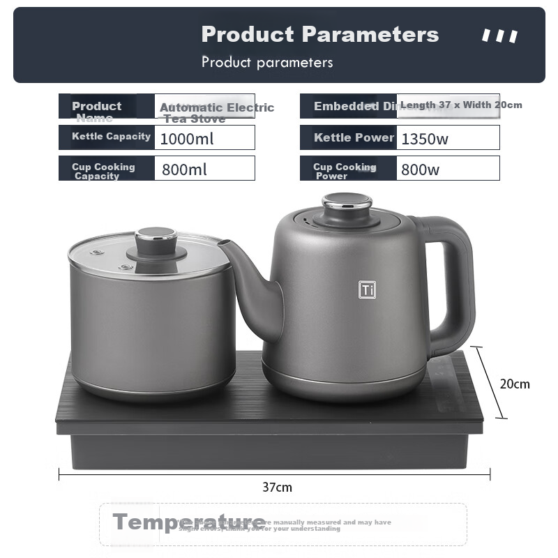 FUNORK Pure Titanium Fully Automatic Electric Kettle, Tea Table Water Boiler, Integrated Tea Table And Coffee Table Electric Kettle, Built-In Electric Tea Pot Set, RY-14 Cleaning Model