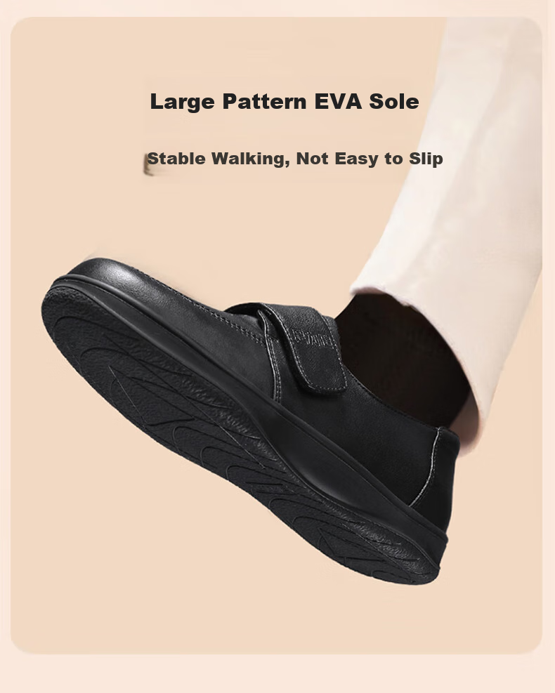 Zulijian Elderly Women's Shoes, Autumn Season, Shallow Mouth Flats, Soft-Soled Leather Shoes, Middle-Aged And Elderly Mom Shoes, 8690K Khaki, Size 39 11