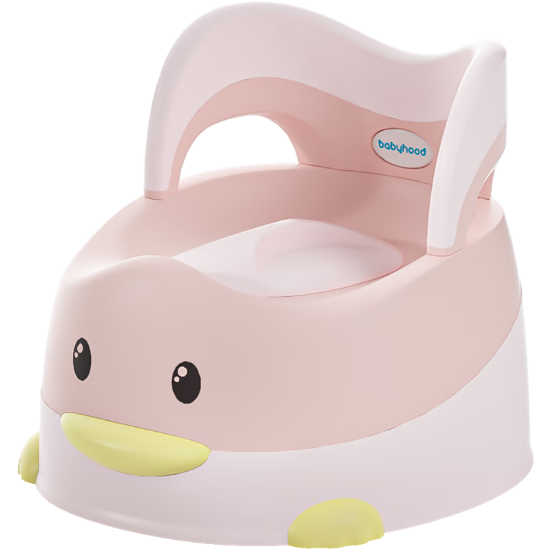 Babyhood Children's Potty Toilet Cartoon Toddler Pot Stable High Back 114 Naughty Duck Pink