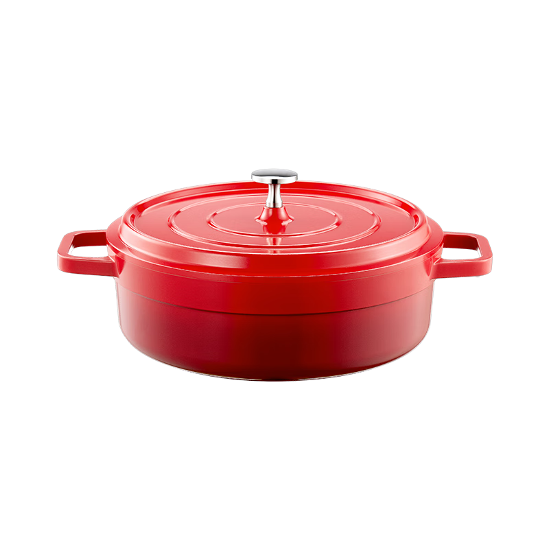JD Original Ceramic Enamel Light Press Stew Pot for Porridge And Noodles, Compatible with Induction Cooker, Housewarming Gift, 26cm Gradient Red