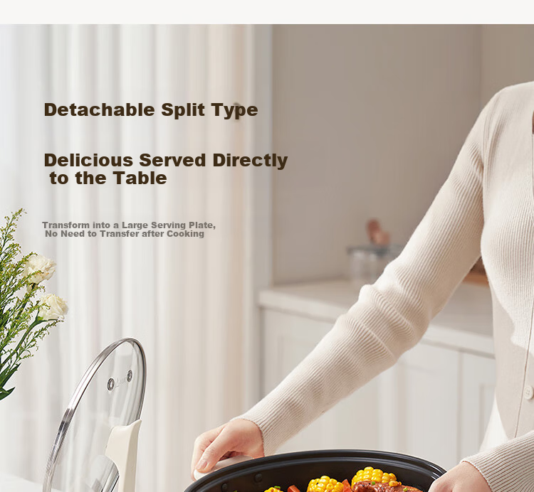Joyoung Household 5L Large Capacity Electric Hot Pot And Steamer, Upper Steaming Lower Cooking Detachable Design, Specialized Hot Pot, Multifunctional Electric Cooking Pot HG50-G525S with Steamer Basket 10