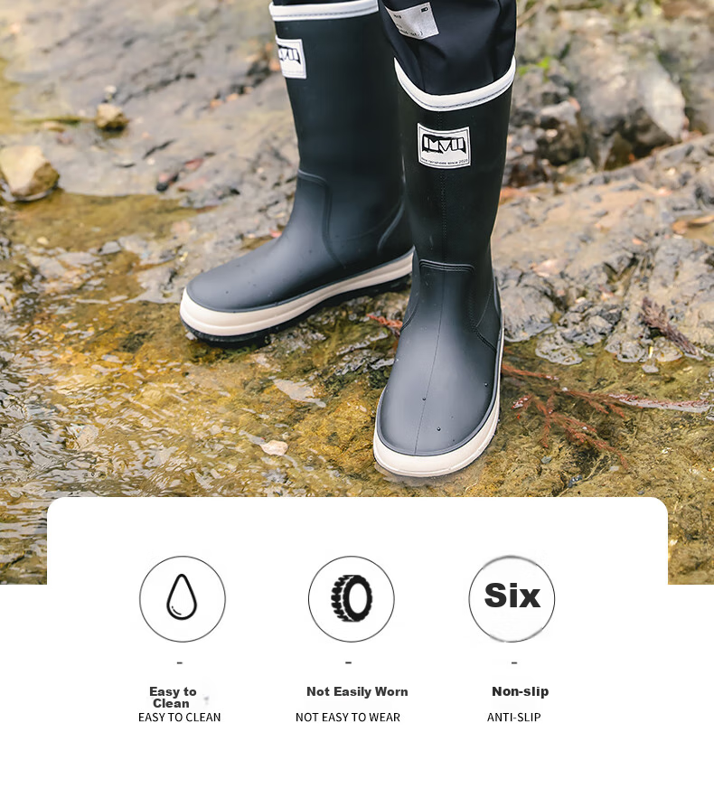Lanoudun Men's Tall Waterproof Shoes, Outdoor Fishing Beach Combing Non-Slip Rubber Boots, Durable Comfortable Rain Boots YX1016 Size 40 4
