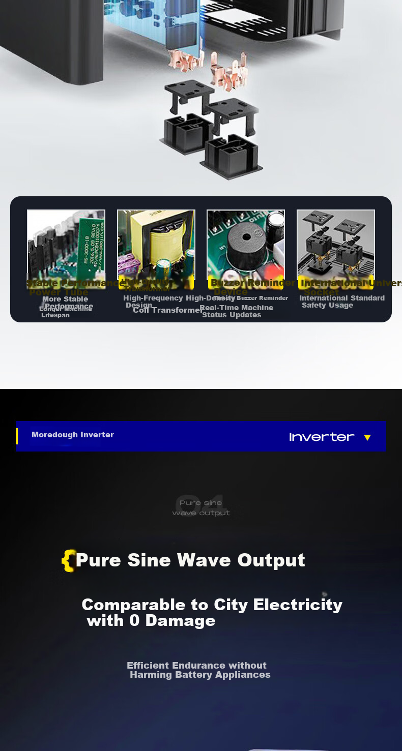 Mengduofu Car Power Inverter, 12V/24V to 220V High-Power Truck Power Converter, Pure Sine Wave for Tricycles And Street Vendors 9