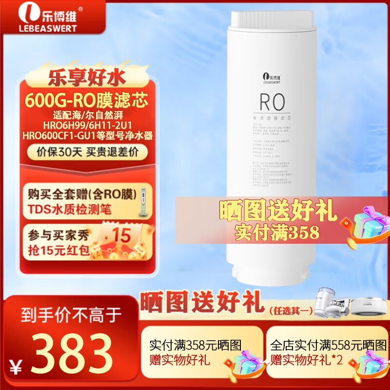 Lebeaswert Filter Cartridge Compatible with Haier Natural Purity Water Purifier HRO6H99-2U1/6H11 Reverse Osmosis RO Membrane 600G