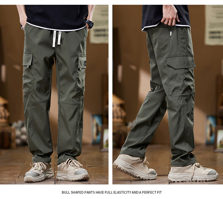 JEEP High-End Cargo Casual Pants for Men, New Style for Fall 2026, Loose Straight-Leg Trendy Wide-Leg Trousers for Me 9
