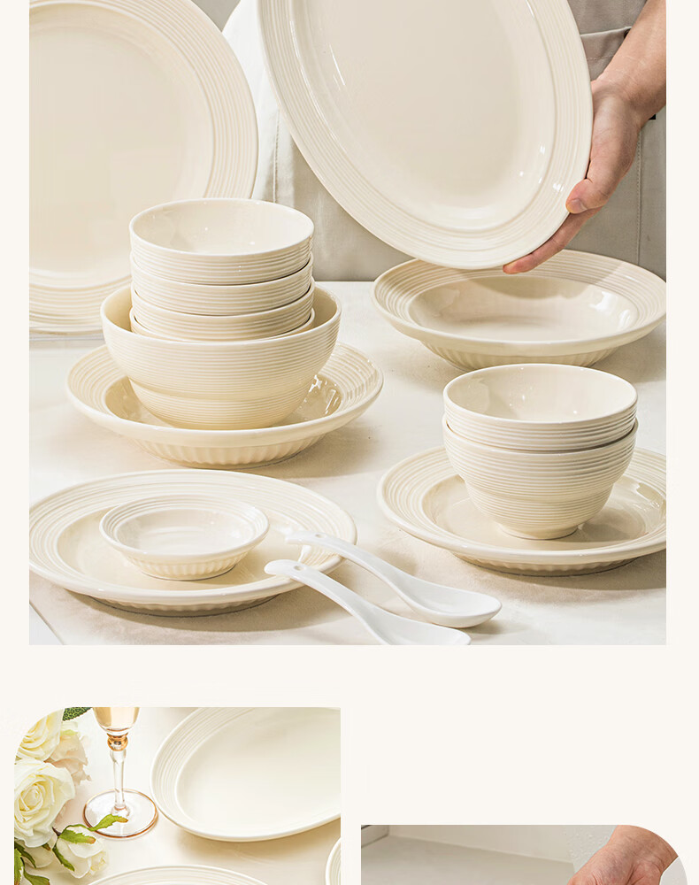 Mornenjoy Ceramic Dinnerware Set with Underglaze Color, High-End Feel Bowls And Plates, Complete Tableware Set for Home Use, Housewarming Or Wedding Gift 2