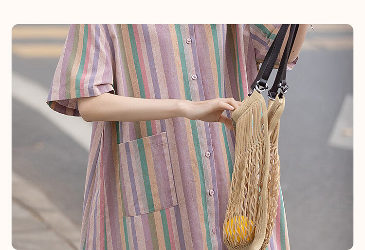 Dme [Healing Class Style] Summer Short Stand-Collar Cotton Lyocell Blend Short-Sleeve Loose Waist Mid-Length Women's Dress 2