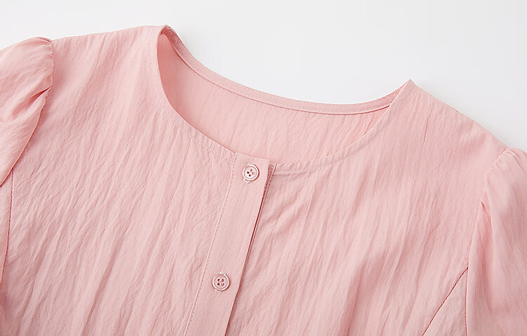 Dme [Elegant Top Student] Summer Comfortable Draping Cotton Wrinkle Shirt with Puff Sleeves And Belt, Women's Blouse Top 11