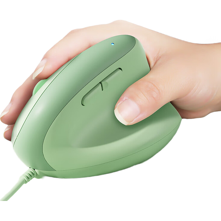 BOW Hangshi M190U Ergonomic Wired Mouse, Office Computer Vertical Grip Mouse, General-Purpose Silent Mouse with Magnetic Palm Rest for Drawing And Modeling, Matcha Gree