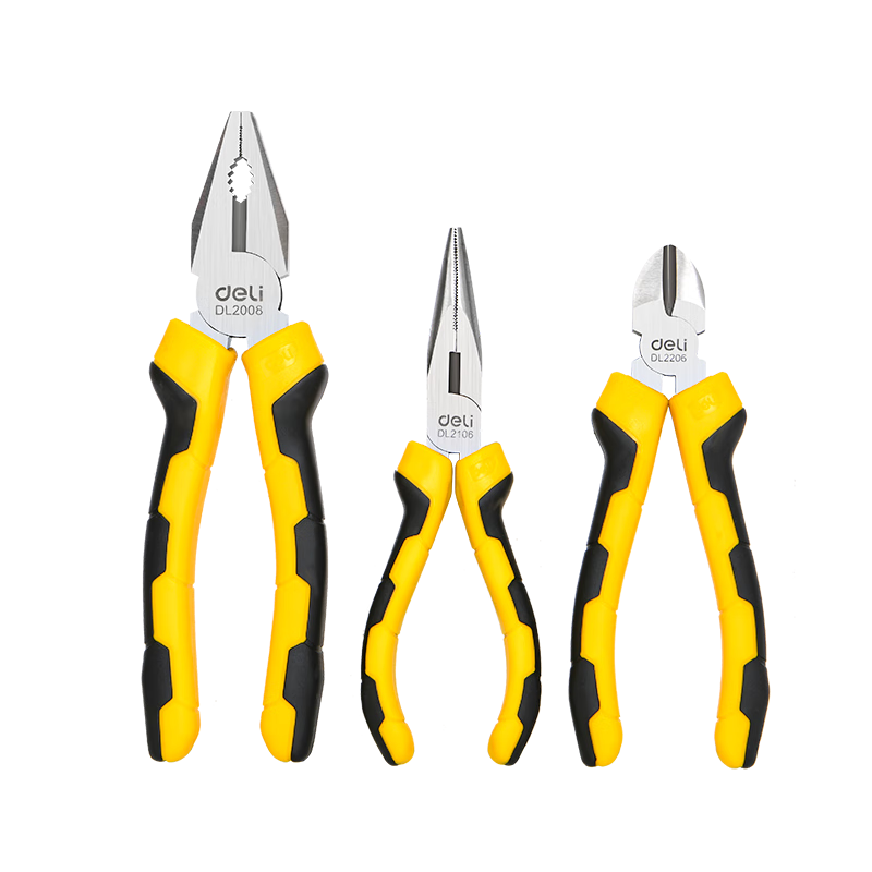 Deli Pliers Three-Piece Set Including Wire Pliers, Diagonal Pliers, And Needle-Nose Pliers, Electrician's Labor-Saving Gripping Tiger Pliers, 8 Inch 6 Inch 6 Inch