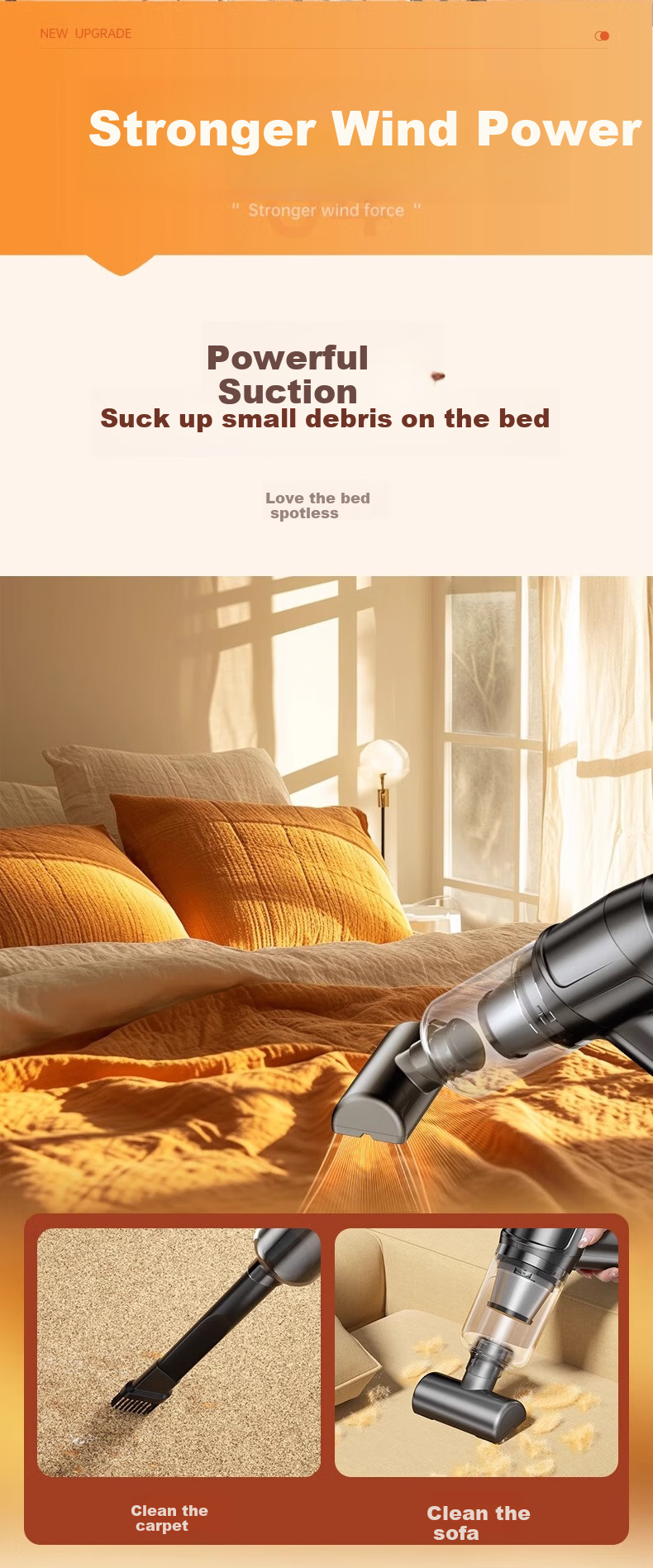 HELLOLEIBOO Handheld Car Vacuum Cleaner with Cordless Rechargeable Motor, Dual-Use for Suction And Blowing, High-Power for Home And Car Interior Use 7