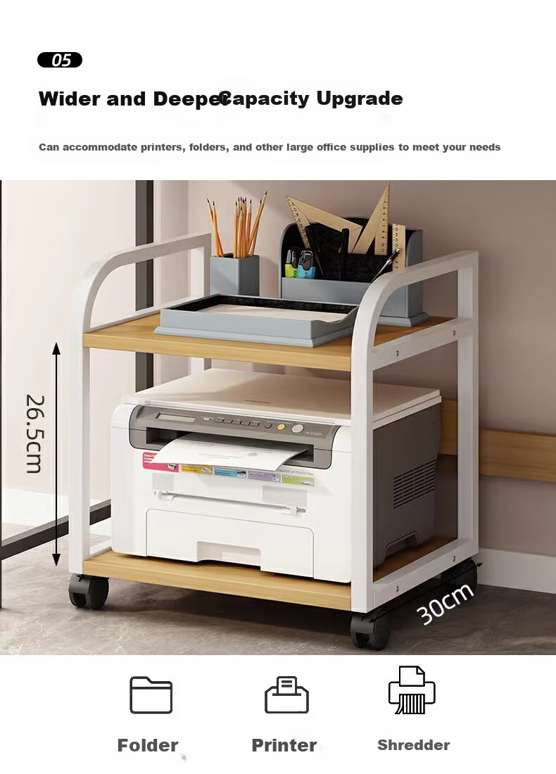 FENJIEXIAN Storage Rack, Printer Organizer Shelf, Floor-Standing Storage Rack, Movable Multi-Layer Storage Shelf, Simple Multi-Tier Organizer 7