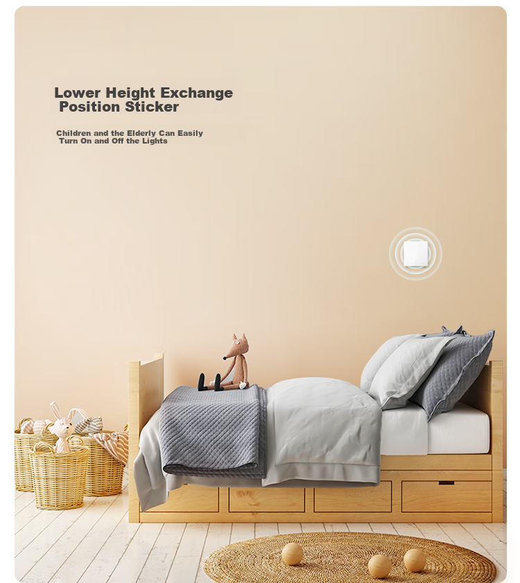 BULL Switch Panel, Wireless Remote Control Switch, Two-Position Switch, Smart Switch with Adhesive Backing, Q214 White, Self-Adhesive 6