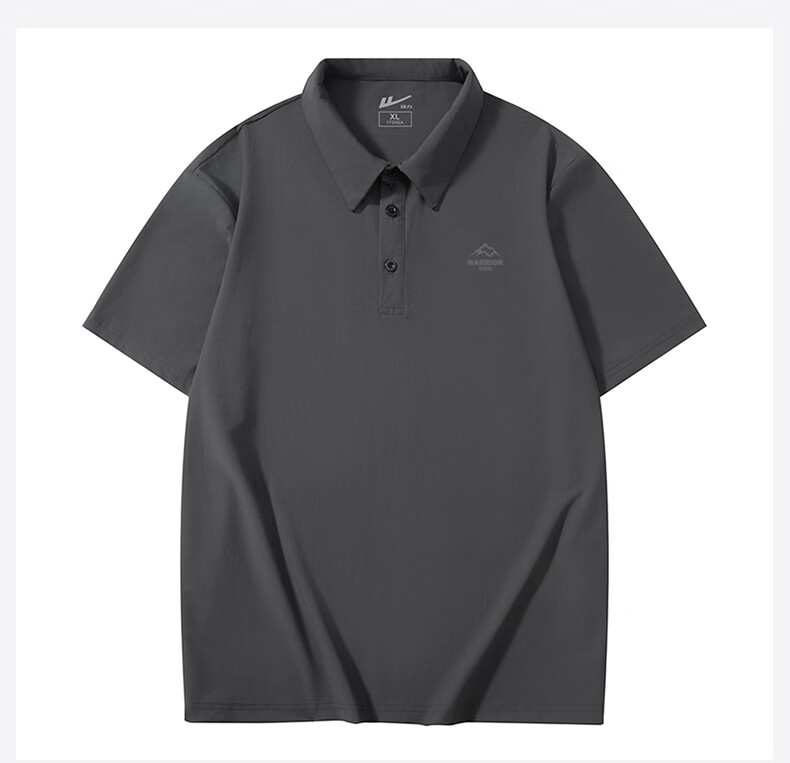 Huili Polo Shirt for Men, Summer Short-Sleeve, Quick-Dry T-Shirt, Breathable Collar, Casual Menswear, Gray, XL 40