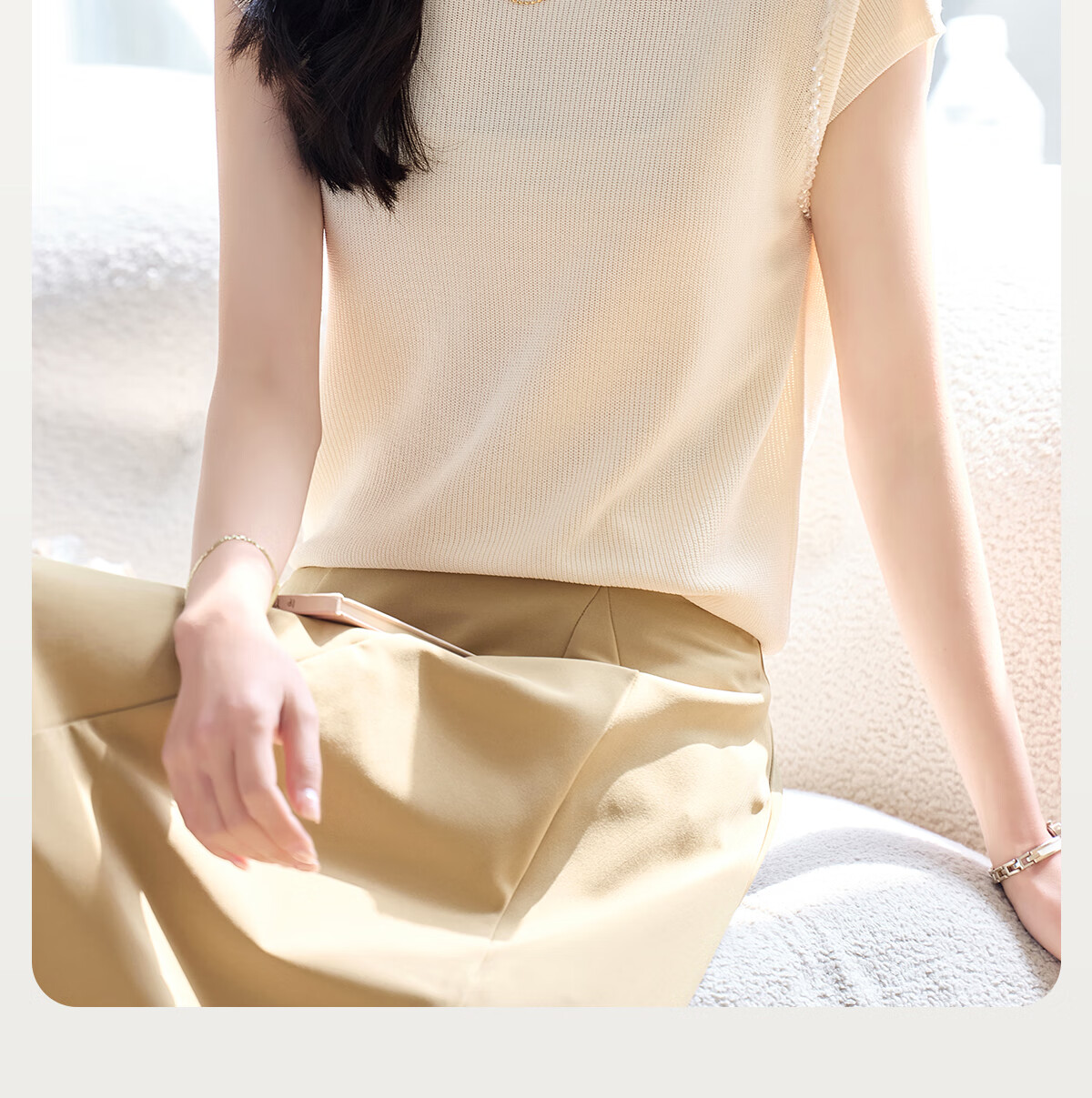 PinCai Women's Summer Solid Color Short-Sleeve Knitted T-Shirt, Distinctive Base Layer Top P52T077 2