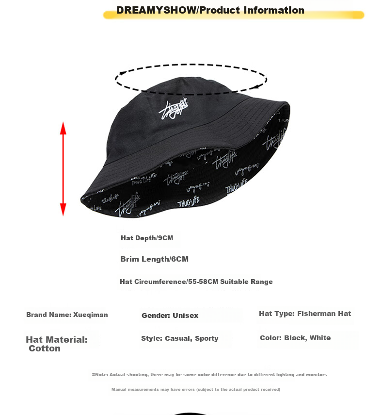 XUEXIMAN Fisherman Hat for Men, Reversible Graffiti Cap, Sun Hat, Korean Style Versatile Sun Protection Student Bucket Hat 3