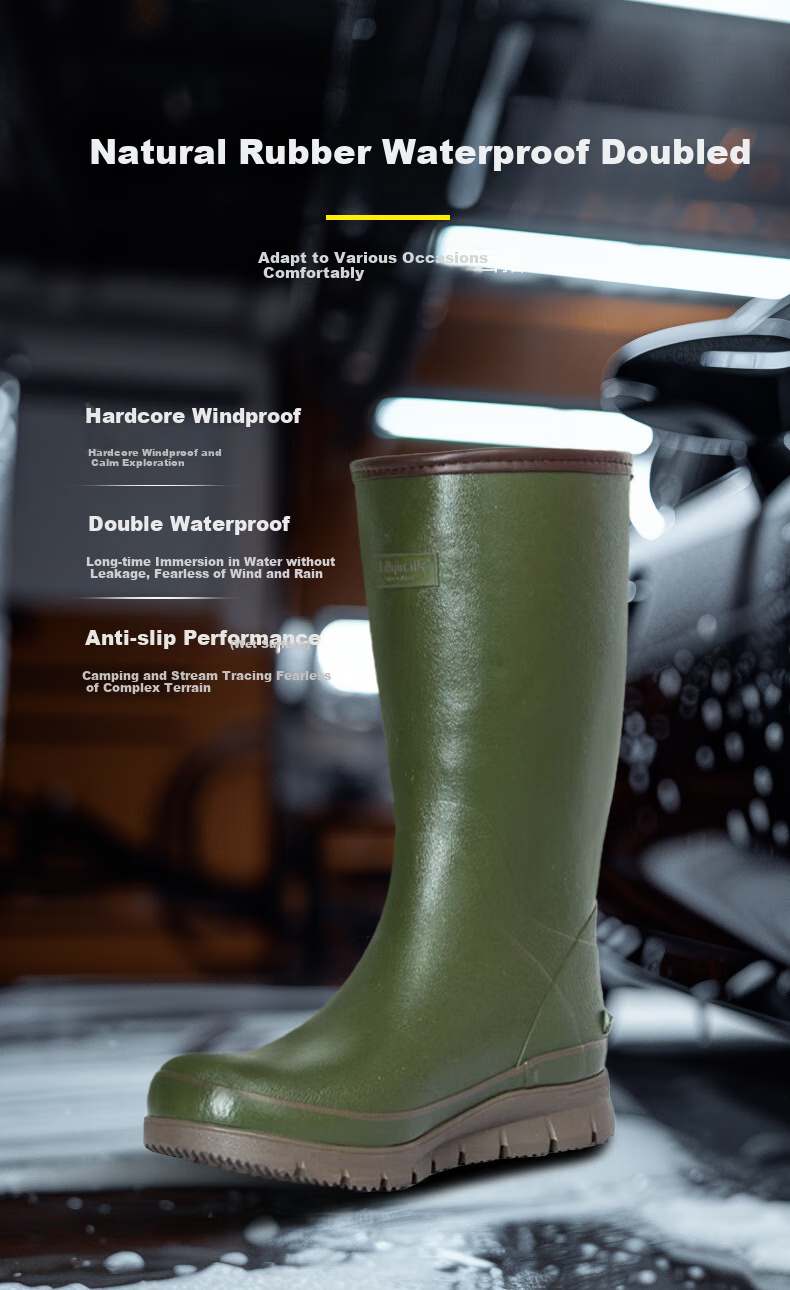 Jolly Walk Water Shoes, Waterproof Boots, Men's Tall Fishing Rain Boots, High-Top Outdoor Waterproof Car Washing Rubber Shoes JW268 Khaki Size 44 3