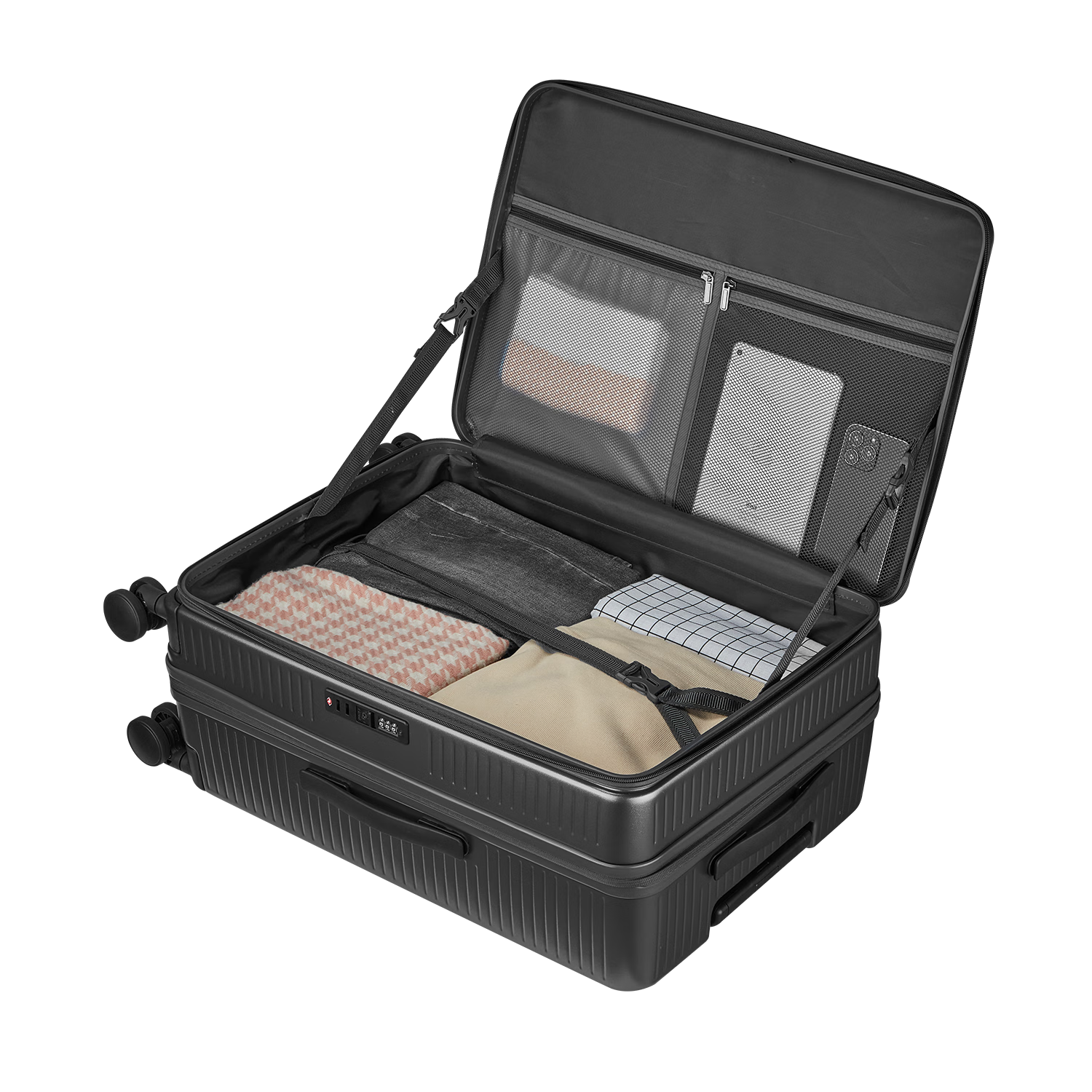 CARTELO Front-Opening Luggage, Large Capacity Suitcase, Expandable Trolley Case, Travel Case, Password Lock Suitcase, Carry-On Luggage