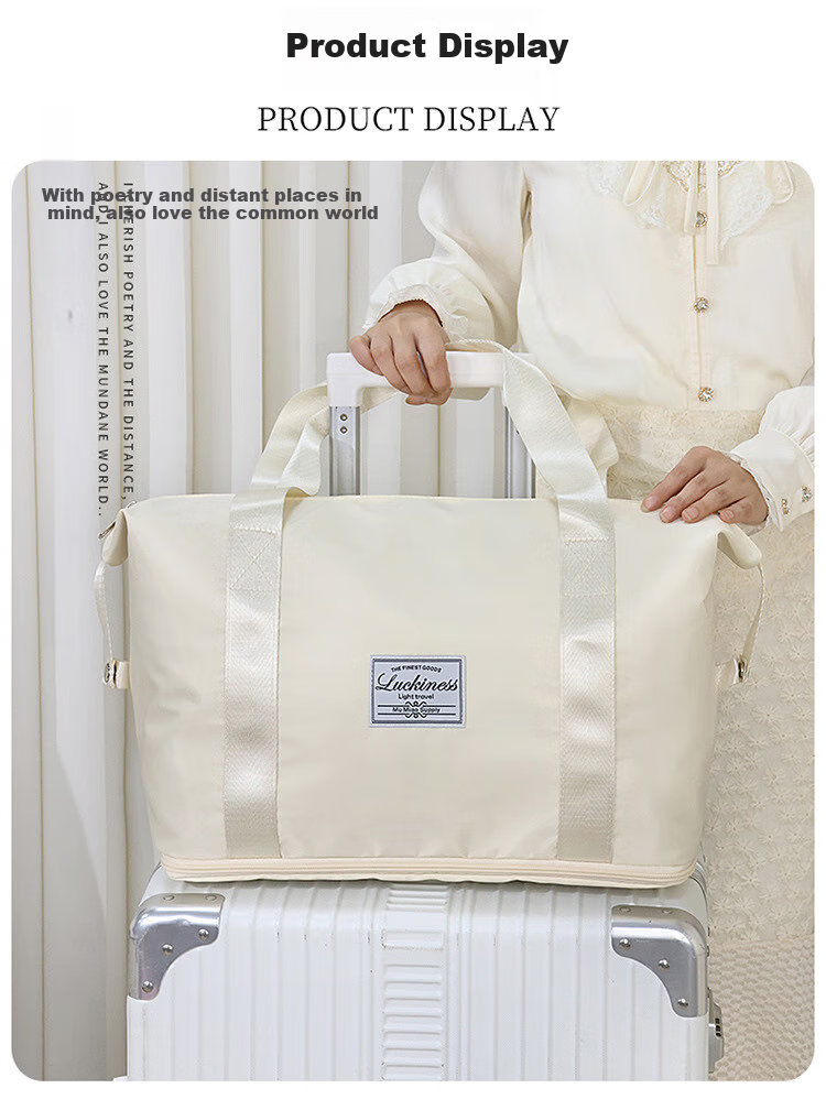 QDZX Oxford Cloth Travel Bag, Large Capacity Luggage Bag, Wet And Dry Separation, Swimming Sports Fitness Maternity Bag, Off-White, 1 Piece, 094 12