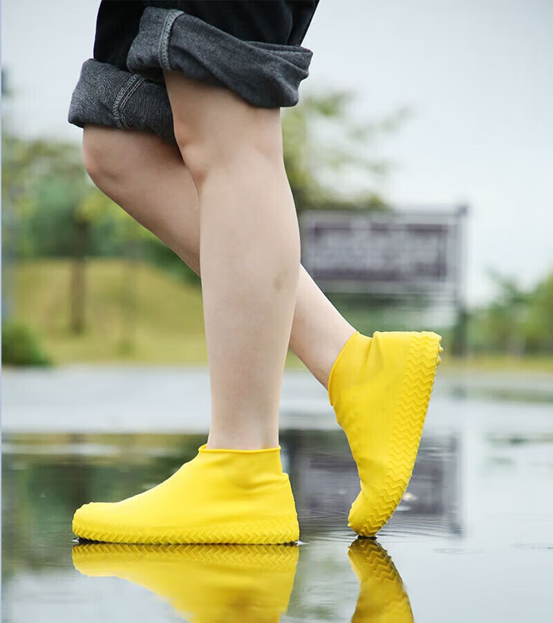 Jiuzhen [Jingcang Jisu Da] Jiuzhen Foldable Storage Rain Shoe Cover, Outdoor Waterproof High-Elastic Silicone Protective Rain Boots Rubber Shoes YZF49 Gray L Size 12