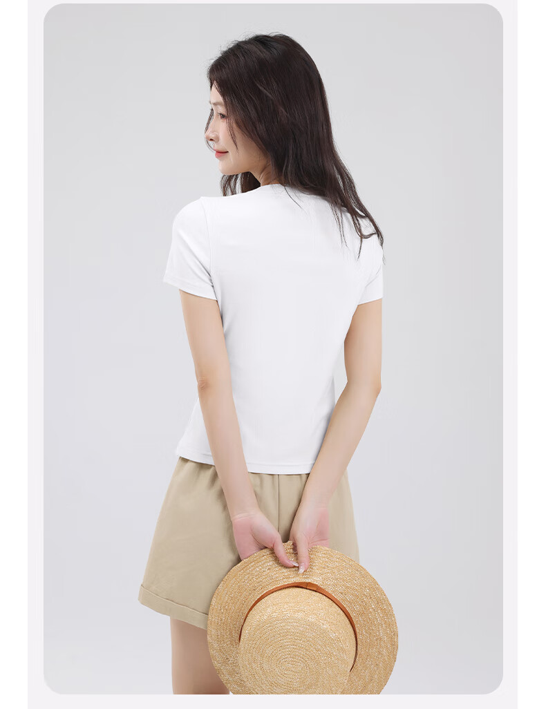 Warrior Round Neck Slim-Fit Short-Sleeve T-Shirt Undershirt for Women, Summer 2026 Fresh Simple Casual Versatile Top 2
