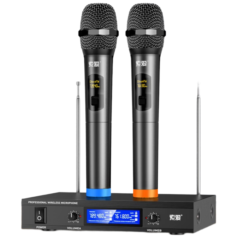 Soaiy Handheld Dual Wireless Microphone Professional Conference Speech Live Broadcast Microphone Stage Singing Home Hosting Training Wedding Party KTV
