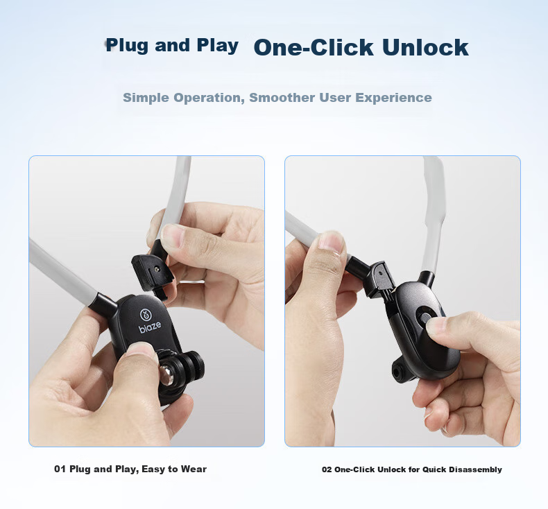 BIAZE Neck Strap Mount Compatible with DJI Action 6/5pro/4/nano, GoPro 13/12 Accessories, Outdoor Cycling Vlog Shooting, Insta360 Ace Pro 2 Action Camera 7