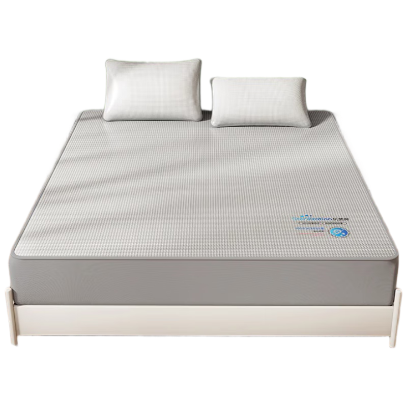 AVIVI Class A Ice Silk Cooling Mat Bed Cover Single Piece Summer Bed Cover Ice Silk Mat Protective Cover 1.5m Ice Cream Light Gray