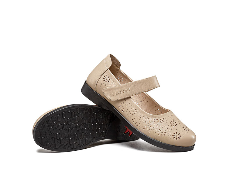 Yierkang Mom Shoes, Soft Sole Comfortable Middle-Aged And Elderly Women's Shoes, Single Large Size Shoe 26555W Light Brown 36 12