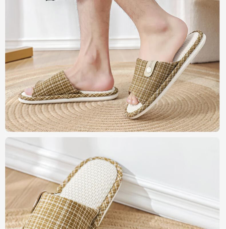 Huameijianbu Linen Slippers, Non-Slip, Couple's Home Indoor Soft-Soled Cotton Linen Floor Slippers, HM6130, Pink, Size 40-41 4