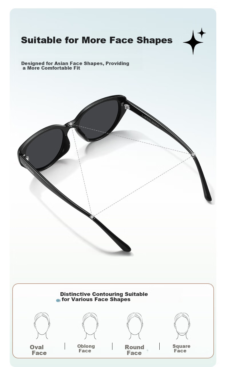 CAPONI Cat Eye Sunglasses for Women, Polarized, Suitable for Nearsighted Drivers, UV Protection, Sun Protection, Small Frame, Retro Style, Slimming And Fashionable 11