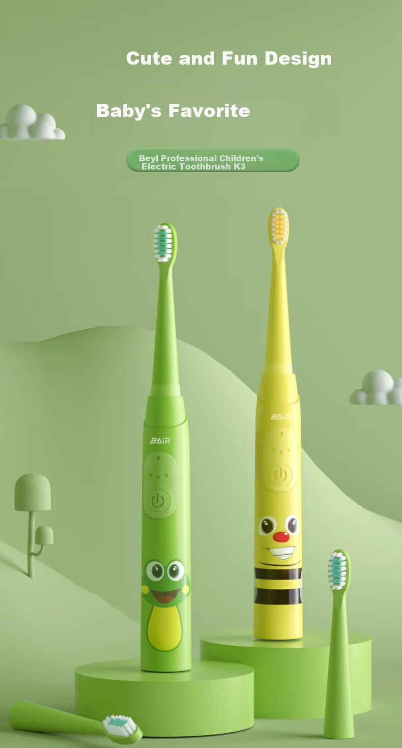 BAIR Children's Electric Toothbrush for Ages 3-6 Non-U Shape Soft Bristles Fully Automatic Sonic Wave Gift for Kids K3 1