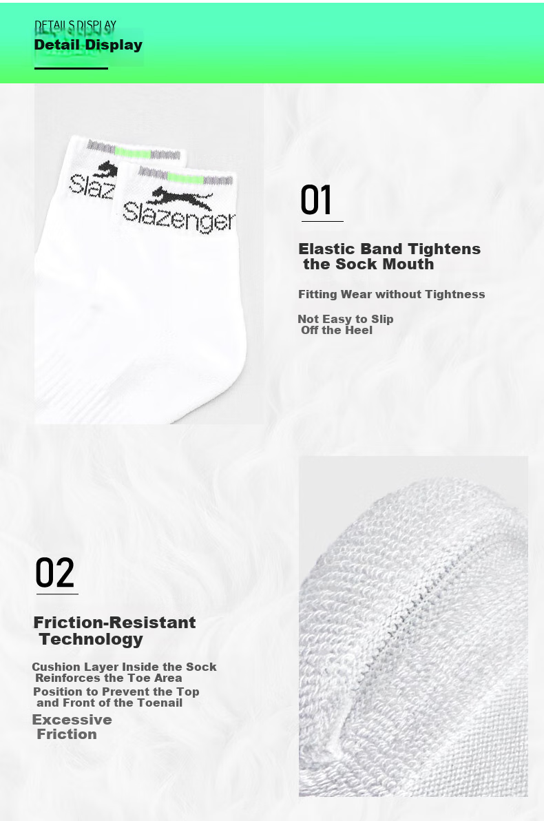 Slazenger Badminton Socks, Breathable Sports Socks, 3 Pairs, White Mid-Calf, STA2200981, New And Old Packaging Shipped Alternately 6