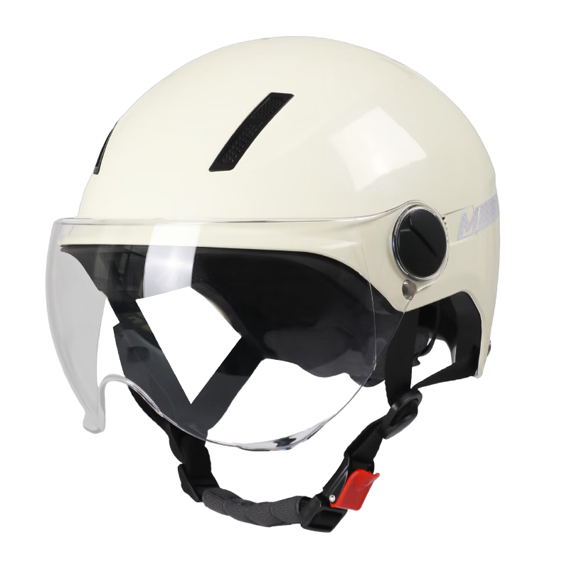 MYARMOR Helmet Electric Vehicle New National Standard 3C Certified Class A Motorcycle Summer Half Helmet Unisex Lightweight Breathable Electric Bike Safety Helmet Khaki White Short Visor (One Size) 54