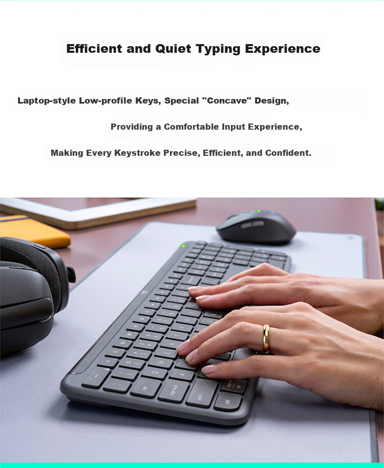 Logitech MK950 Wireless Bluetooth Keyboard And Mouse Combo, Ultra-Thin Quiet Dual-Mode Office Keyboard And Mouse Set, Premium Series Portable Keyboard And Mouse Set Commercial Version Black 3