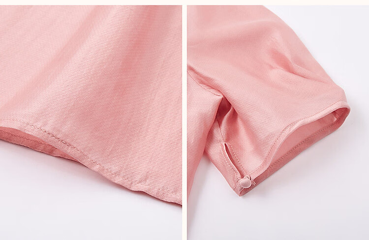 Dme [Selected Lyocell], Summer Pearl Decorated Round Neck Drip Button Shirt, Flowing Short-Sleeve Blouse, Women's Top 14