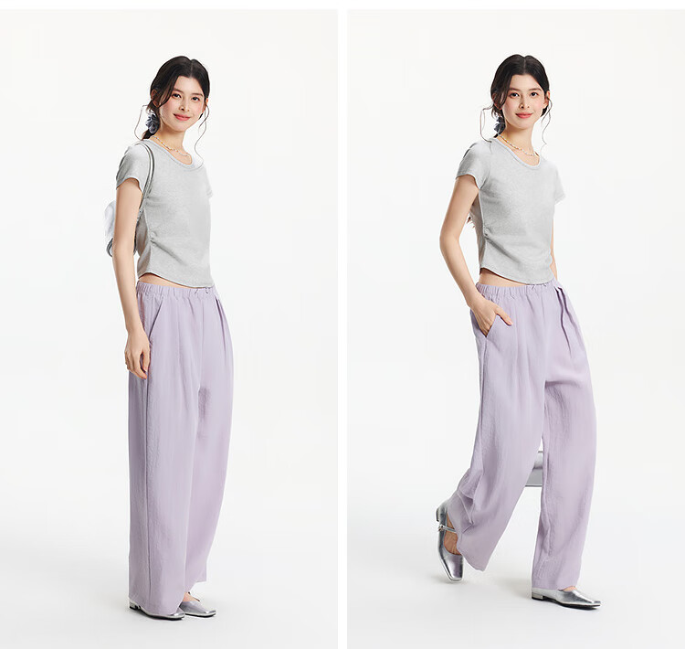 Semir Short-Sleeve T-Shirt for Women, Cropped Slim-Fit Round Neck Undershirt, Summer Cool Waist-Cinching V-Neck Top, Hot Girl Style 109326100003 16