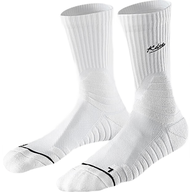 KELME Basketball Socks for Men, Professional Performance Long Socks, Youth Summer Sports Running Socks, White And Black, Size L