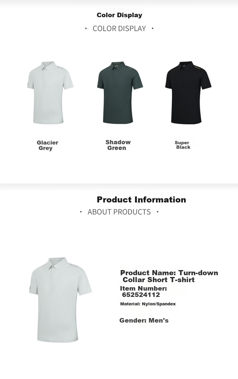 361° Men's Spring Summer Sports Polo Shirt Casual Loose Cool Breathable Short Sleeve 652624107-4 18