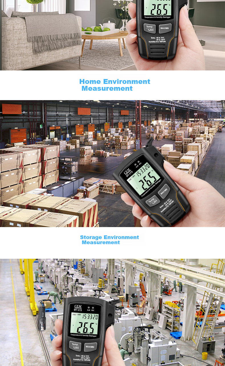 CEM DT-172 Temperature And Humidity Data Logger, Indoor Temperature And Humidity Measurement Recorder with USB Transfer 5