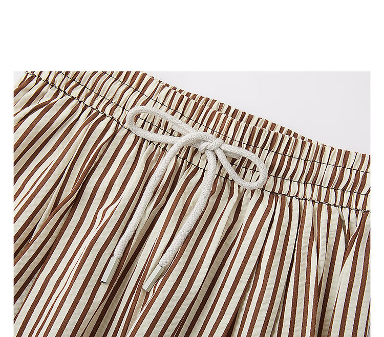 Demana Cloud Cotton Vintage Korean Style Striped Wide-Leg Drawstring Elastic Waist Slimming Women's Casual Pants for Spring and Autumn 22
