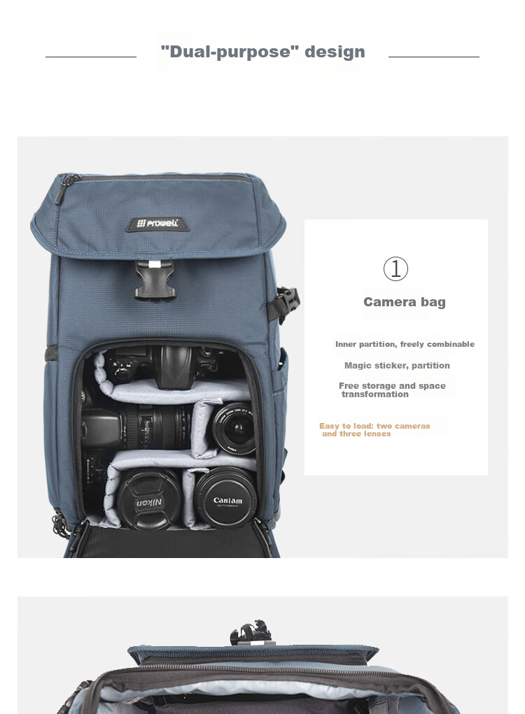 Pulewei DSLR Camera Bag, Backpack Photography Bag, Digital Canvas Outdoor Waterproof Travel Backpack 8