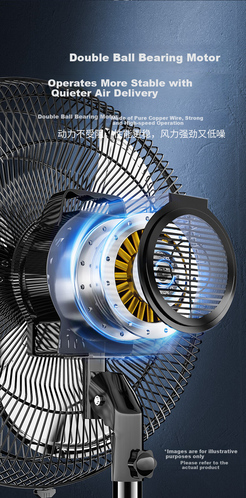 DIAMOND Industrial Fan, Floor Fan for Home Use, Standing Electric Fan with Strong Airflow And Oscillation, Powerful Electric Fan for Living Room, Commercial Use in Factories And Workshops, Aluminum Blades, Commercial Fan HF1602A 8